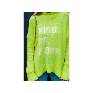 Grungemama Pull Kiss Jaune Fluo